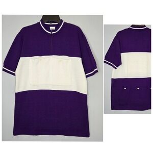 Vtg 60s 70s Spire of California Grand Tour Cycling Jersey Men Large Purple White